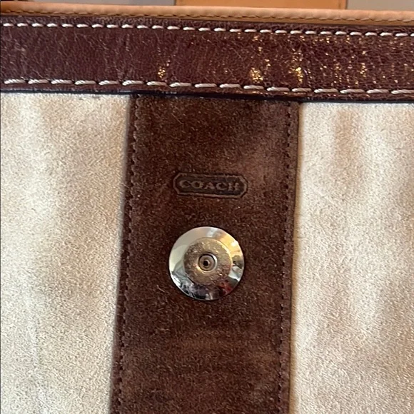 Coach Brown and Cream Signature Tote